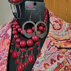 Paparazzi Bold Red Necklace Set